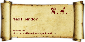 Madl Andor névjegykártya